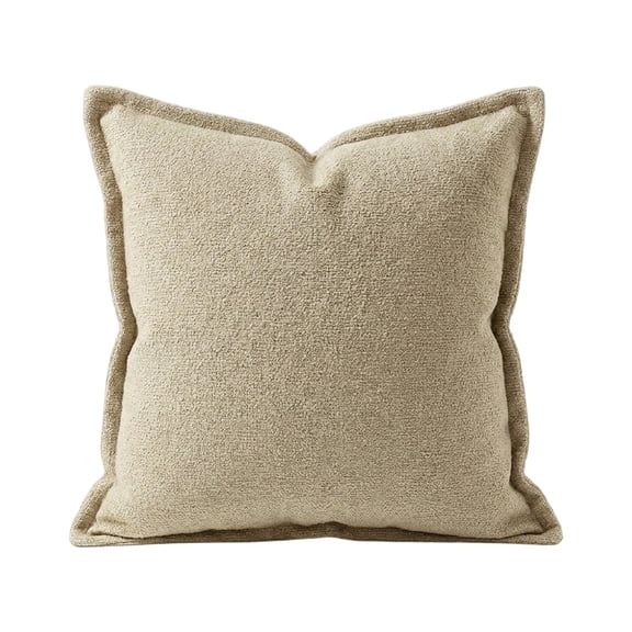 Throw Pillow Cover, Edged Short Plush Cross Coarse Needle Knit Thickened Soft Solid Color Cushion Case for Couch Home Sofa Decor Without Insert, Khaki