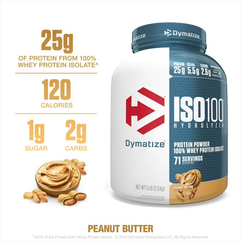  Dymatize ISO 100 Protein Powder with 25g of Hydrolyzed 100%  Whey Isolate, Vanilla 5 Pound, Package may vary : Health & Household