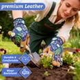 thumbnail image 5 of Gardening Gloves for Women, Leather Work Gloves Gardening Thorn Proof, Garden Gloves for Women Gardening Gifts, Breathable Cowhide Leather Gauntlet,Gardening Essentials(Medium, Blue), 5 of 8