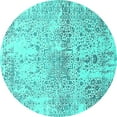 thumbnail image 1 of Ahgly Company Indoor Round Oriental Turquoise Blue Industrial Area Rugs, 4' Round, 1 of 4