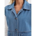 thumbnail image 5 of DARING DIVA Women's Button Down Oversized Sleeveless Utility Jean Jacket 2XL Blue, 5 of 7