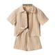 thumbnail image 1 of Odeerbi 1-6 Años Niños Conjunto de Verano Tejido de Punto de Algodón Manga Corta Shorts Set Cuello Botón Top Cintura Elástica Shorts Conjunto de Dos Piezas, 1 of 8