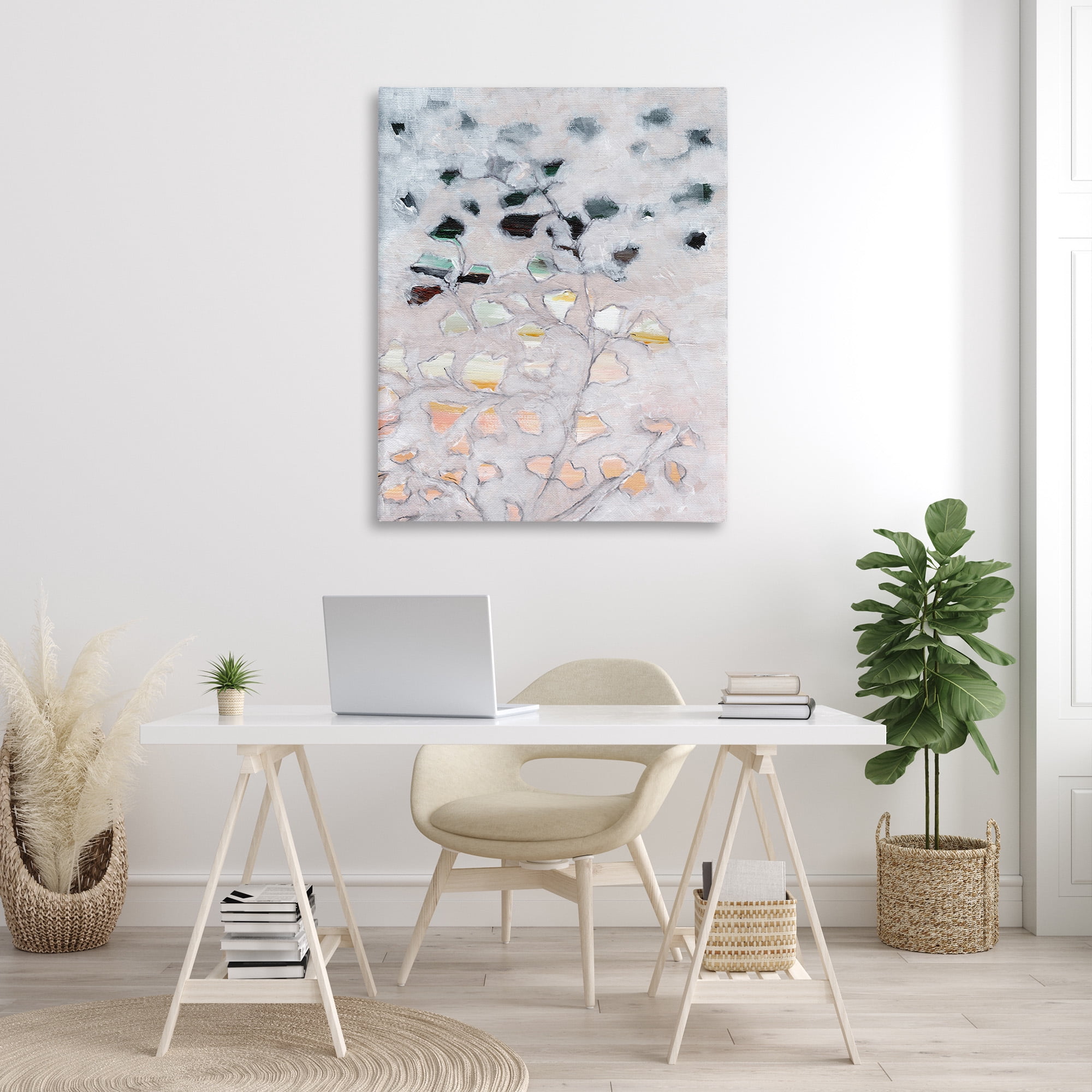 Stupell Industries Pastel Ombre Plant Leaves Botanical & Floral Painting Gallery Wrapped Canvas Art Print Wall Art, 36 x 48