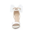 thumbnail image 5 of BLISSFUL STEP Inspired Women's Mesh Bow Heels Ankle Strap Open Toe Block Heel Sandals White 8.5, 5 of 5