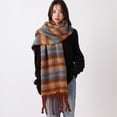 thumbnail image 4 of Women's Fashion Striped Solid Mohair Scarf Tassel Winter Warm Thick Scarves - rainbow bar, 4 of 5