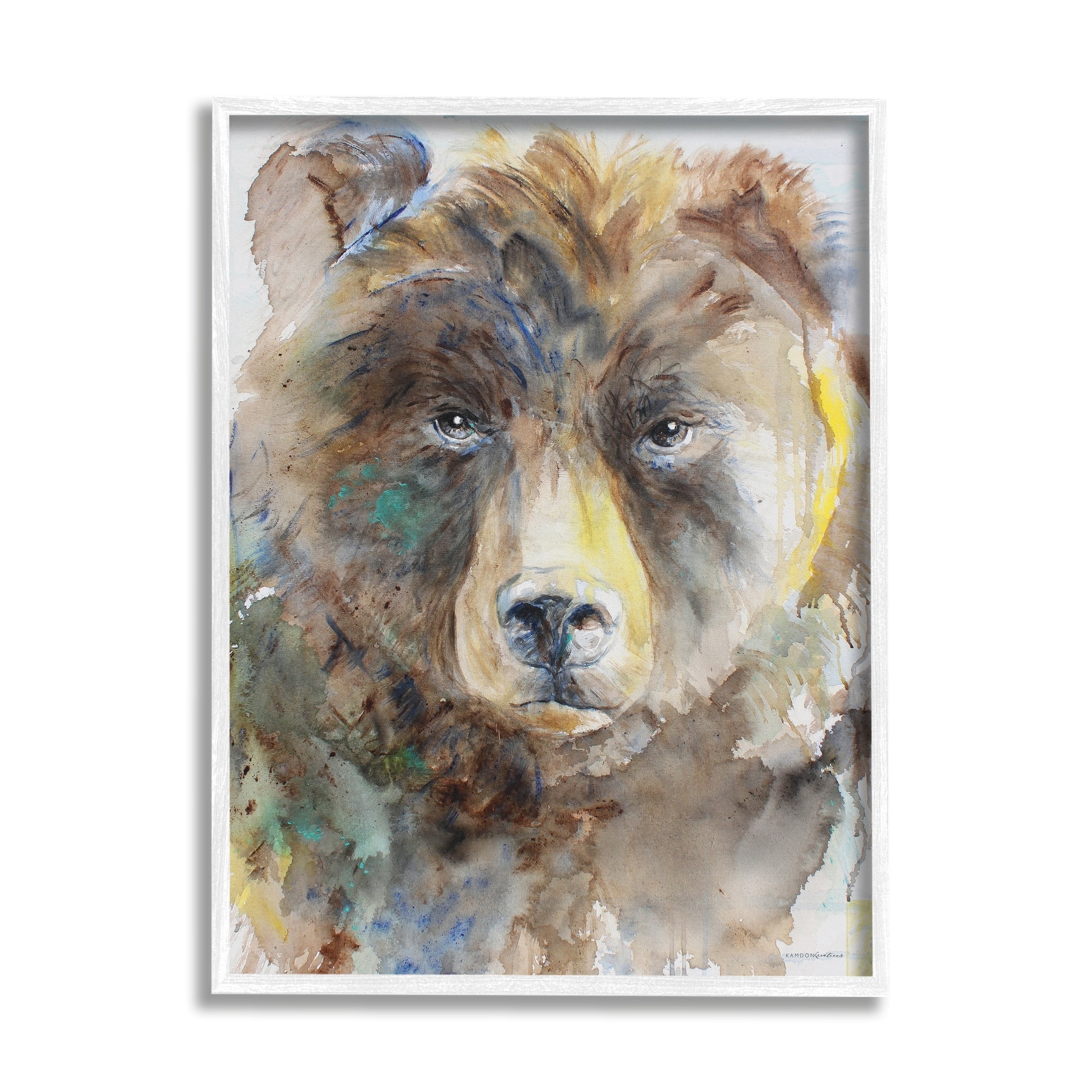 Stupell Industries Abstract Watercolor Brown Bear Portrait Wild Forest Animal, 24 x 30, Design by Kamdon Kreations