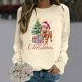 thumbnail image 2 of XDZJLR Women'S Christmas Shirts Cow Holiday Print Sweatshirt Festive Western Graphic Pullover Top Casual Soft Crewneck Shirt Beige L, 2 of 4