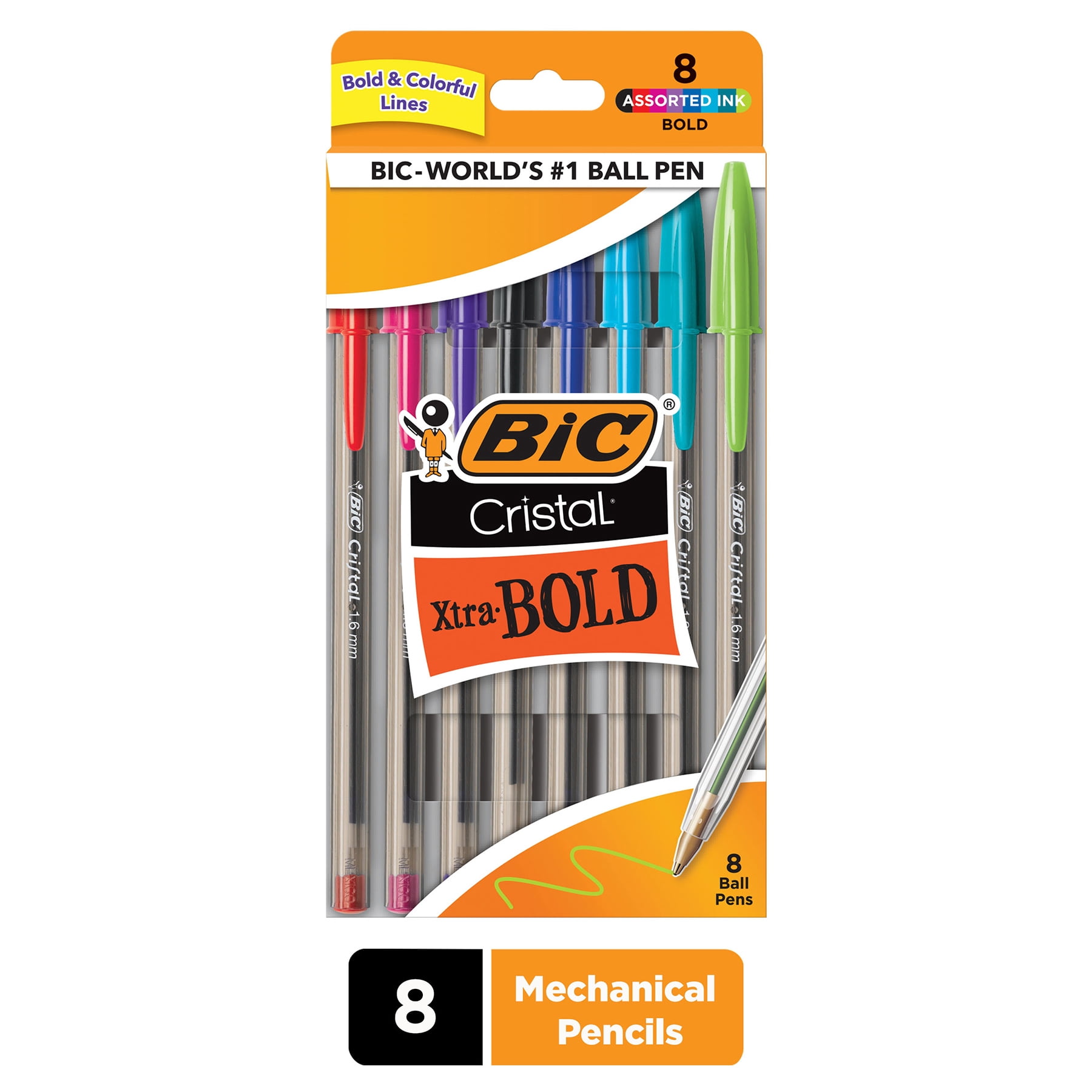 BIC Cristal Xtra Bold Fashion Bold Point (1.6mm) 8 Per Pack, 6 Packs