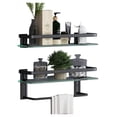 thumbnail image 2 of Glass Bathroom Shelf 15.7in, Wall Mounted Floating Shelves with Towel Holder, 2-Tier Shower Shelf for Bathroom, Kitchen, and Balcony, 2 of 6