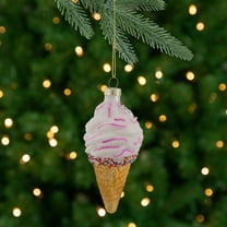 Northlight 4" Vanilla Ice Cream Cone Glass Christmas Ornament