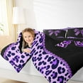 thumbnail image 4 of Homewish Girls Vintage Ribbon Bedding Comforter Set, Purple Leopard Print Bowknot Twin Comforter Sets, Old Fashion Reversible Bedding Set, Luxury Bedroom Decor, 2 Pieces, 4 of 8