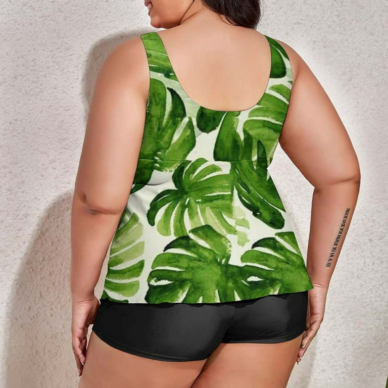 Akiihool Womens Swimsuits Plus Size Women's V Neck Built in Bra Side  Drawstring Tankini Top with Boyshorts Blouson Swimsuit Two Piece Bathing  Suit