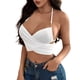 thumbnail image 1 of Tank Top Mujeres Blusa superior sin espalda a la moda para mujer, blusa Sexy con escote en V y hombros descubiertos, camisa sin mangas, blusas superiores elegantes (White, L), 1 of 6
