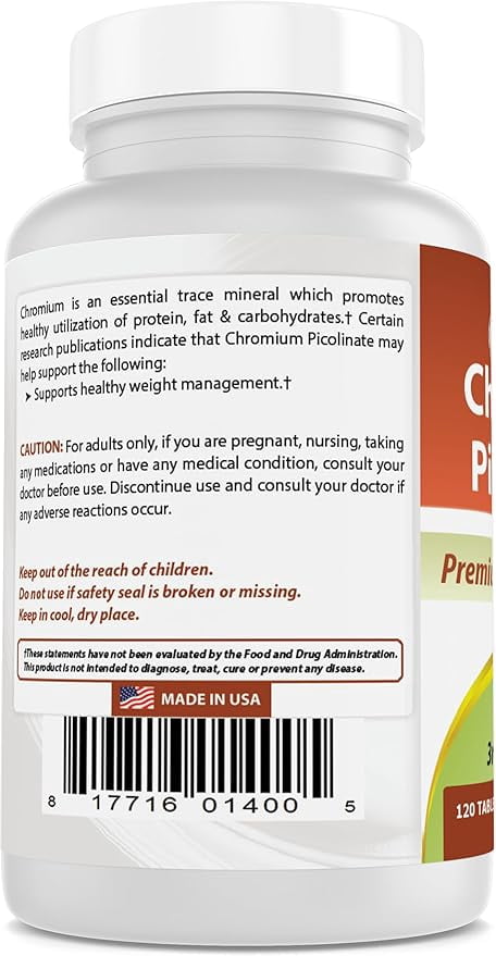 (3 pack) Best Naturals Chromium Picolinate 1000 mcg 240 Tablets