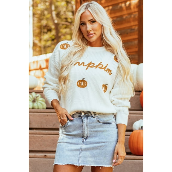 Ushdele Chic Pumpkin Yarn Sweater - Cozy Fall Must-Have