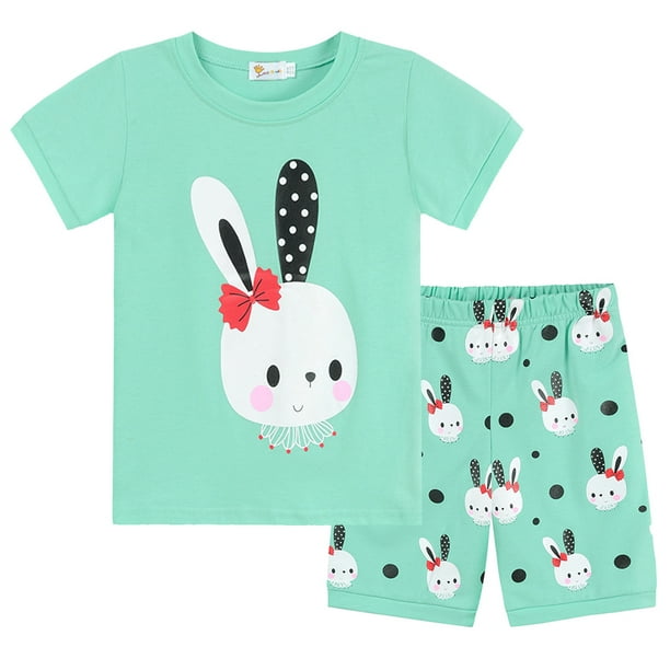 Little Hand Toddler Girls Pajamas Set Easter Gift Rabbit Bunny Cute Easter Kids Sleepwear 2pjs 2 7t Green