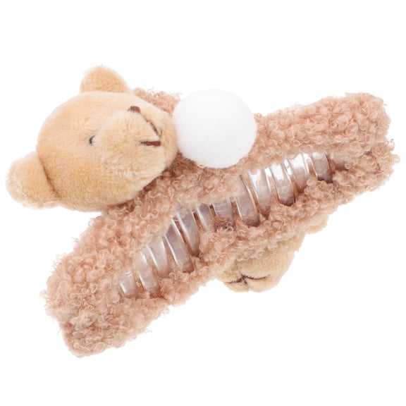 SEWCHICS Khaki Plush Hair Clamp 1Pack 4.3x2in Cute Design for Daily Use and Parties