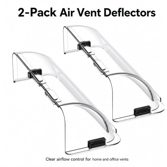 Asunby 2 Pack Heat and Air Vent Deflector, Adjustable 9"-15.5" Magnetic Vent Deflector for Sidewall, Ceiling & Floor Registers, No-Drill Air Diverter for Home Office