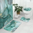 thumbnail image 2 of 4 Pcs Blue Marble Shower Curtain Set with Non-Slip Rugs, Toilet Lid Cover and Bath Mat, Abstract Modern Art Bathroom Decor Set with Shower Curtain and Rugs and Accessories, 2 of 6