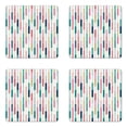 thumbnail image 1 of Abstract Coaster Set of 4, Contemporary Avant-Garde Style Color Stripes Vertical Bars with Dots Creative Art, Square Hardboard Gloss Coasters, Standard Size, Multicolor, by Ambesonne, 1 of 2