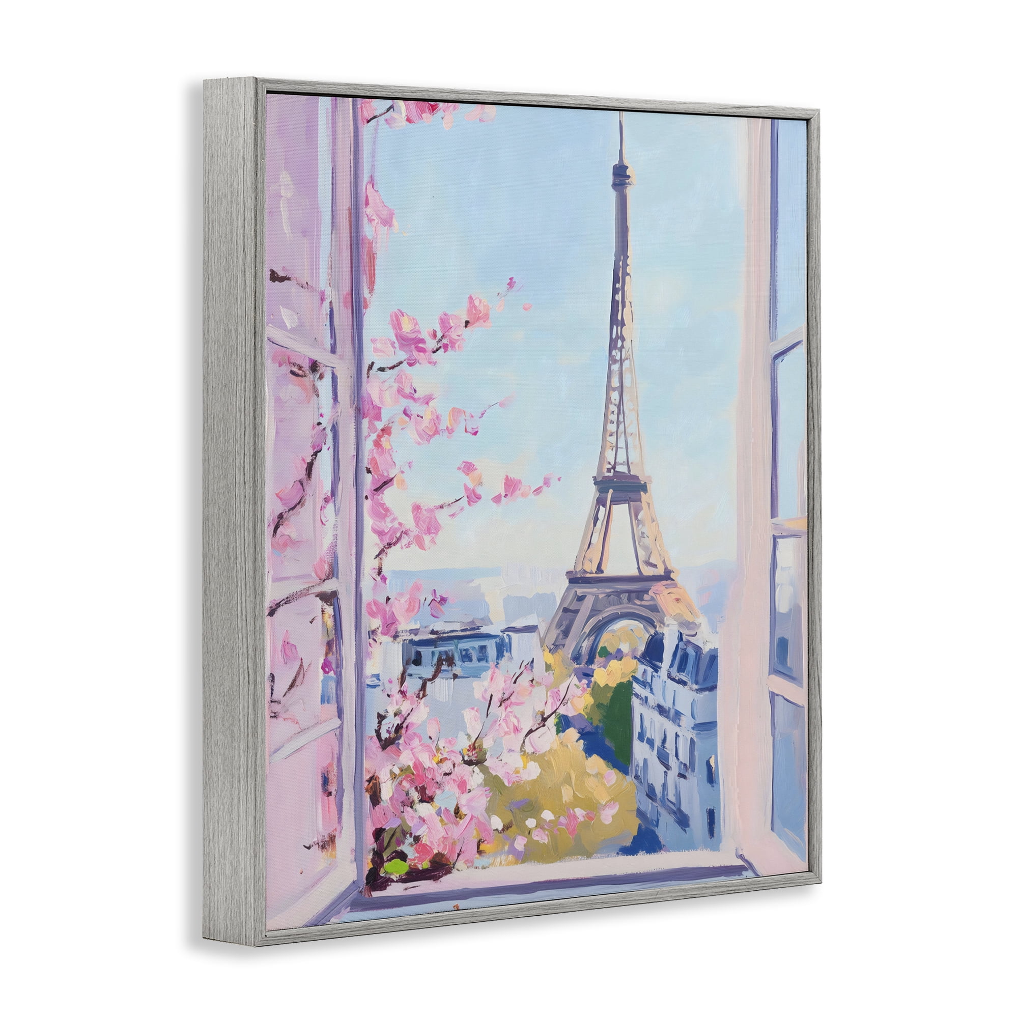 Stupell Industries Eiffel Tower View in Spring Gray Framed Giclee Art, design by The Prints Vibe