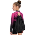 thumbnail image 2 of TTAO Gymnastics Leotards Outfits for Girls Long Sleeve Shiny Rhinestones Leotards with Shorts Scrunchie Drawstring Bag Hot Pink 6, 2 of 5