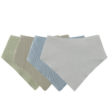

JUNTEX 4 Pcs Muslin Absorbent Saliva Towel Baby Infants Feeding Bib Soft Cotton Bandana