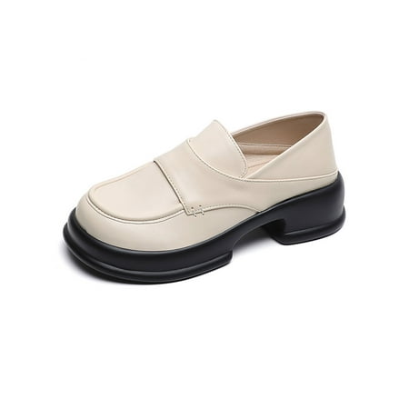 

Gomelly Ladies Loafers Slip On Casual Shoes Classic Faux Leather Shoe Retro Loafer Women Womens Apricot 5.5