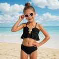 thumbnail image 5 of Splozh Girls Two Piece Swimsuit Tween Girls Swimsuits Two Piece Bikini Sets with Chest Pad Bathing Suit Black,4-5 Years, 5 of 9