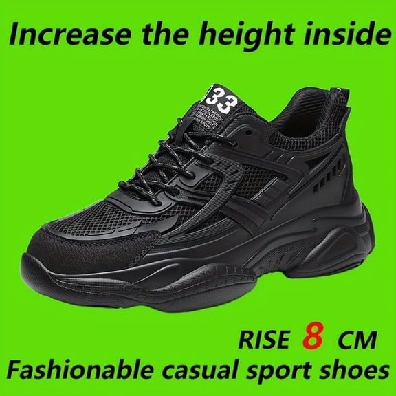 Men's & Tall Lift Sneakers with 3.15inch Thick Platform - Breathable - Height Increase Shoes, for, Gym, - Heavy-Duty Sole & Casual Athletic Wear Low-Top Round Toe