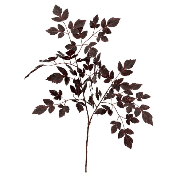 32" Dark Burgundy Cimicifuga Leaf Stems, Faux Plum Fall Branches for Vase Mantel Halloween Decor