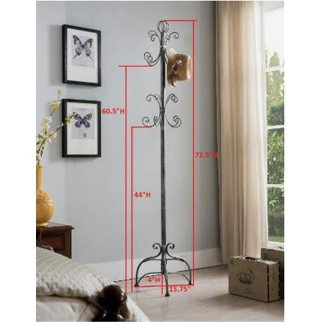 KB CR1480 Brushed Metal Coat Rack - Brushed Silver, 72.5 x 16 x 14.5 in.