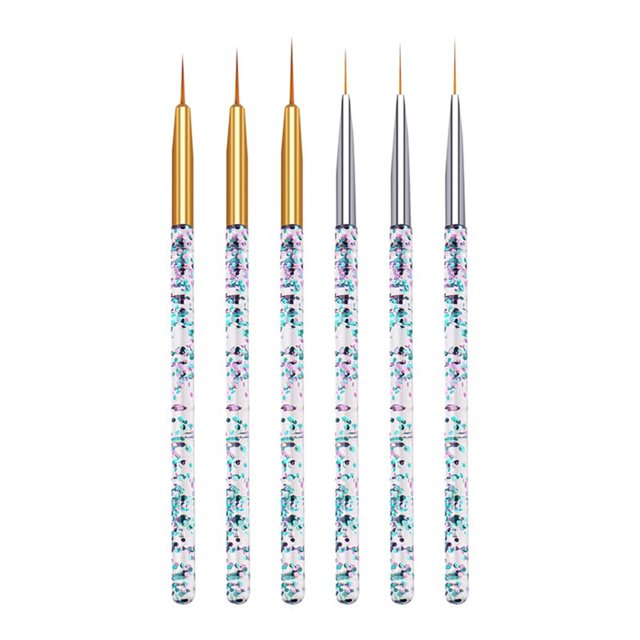 Vogacara 6 uds pincel de uñas exquisito lápiz de pintura de manicura de lentejuelas fácil de usar pluma de dibujo de arte de uñas portátil para el Juegos de manicura Vogacara CE002331-00