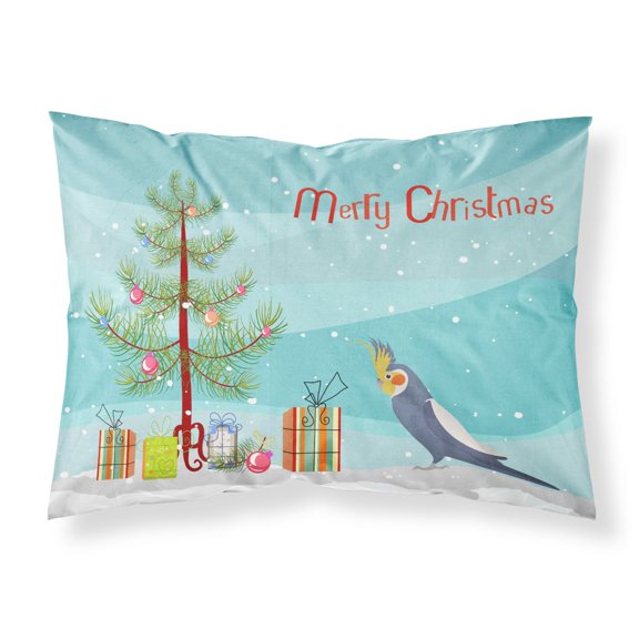 Cockatiel Merry Christmas Fabric Standard Pillowcase