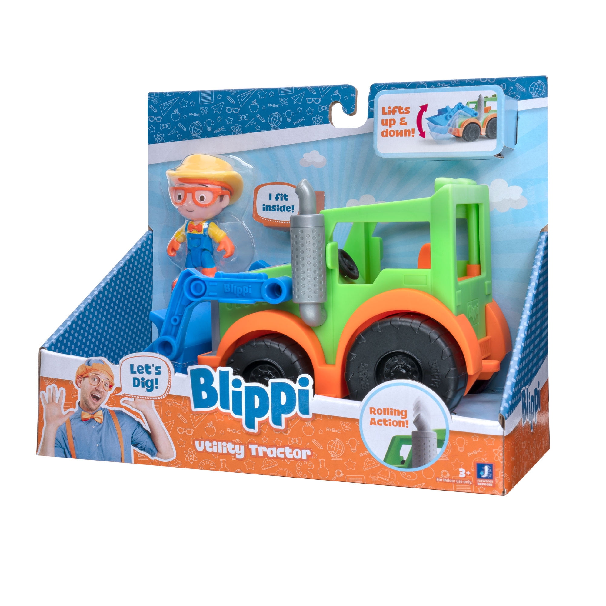 Blippi Utility Tractor Feature Vehicle, Preschool Kids Ages 2 & Up -  