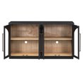 thumbnail image 6 of Tcbosik Buffet Cabinet with Storage, 60" Large Sideboard with 4 Glass Doors, Modern Coffee Bar Cabinet with Adjustable Shelves for Kitchen, Dining Room, Living Room, Black, 6 of 10