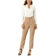 thumbnail image 3 of INSPIRE CHIC Women's Elegant V Neck Long Sleeves Button Down Shirt M White, 3 of 7