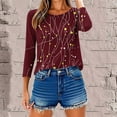 thumbnail image 6 of CHGBMOK Crew Neck T Shirts for Women 3/4 Sleeve Blouses Floral Casual Dressy Tees Loose Basic Tops, 6 of 9