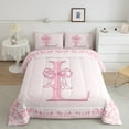 thumbnail image 2 of Castle Fairy Initial L 2pcs Bedding Comforter Set,Kawaii Bow Twin Comforter Sets,Dreamy Princess Breathable Bedding Set,Luxury Girls Bedroom Decor,Reversible, 2 of 8