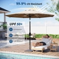 thumbnail image 4 of Emorefun 9ft Patio Umbrellas, Large Outdoor Umbrella with 32 Solar Powered LED Lights and Tilt & Crank Mechanism for Poolside, Deck, Tan, 4 of 8