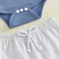 thumbnail image 7 of CAICJ98 Baby Boy Summer Clothes Mama's Little Man Funny Letter Bodysuit Romper Solid Pants Hat 3Pcs Outfits (Blue,3-6 Months), 7 of 7