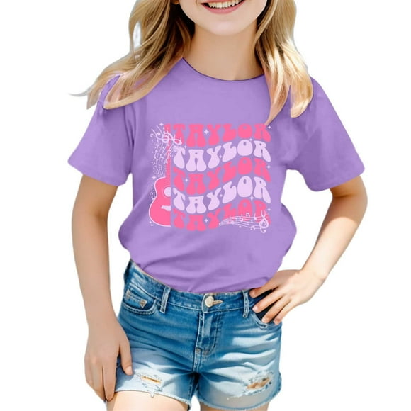 Icvfdpl Taylor Swift Tshirt Girls,Teen Kids Child Short Sleeve Prints T Shirt Fans Present Tops For Music Concert 2-3 Years,Fashion Girls Tshirts
