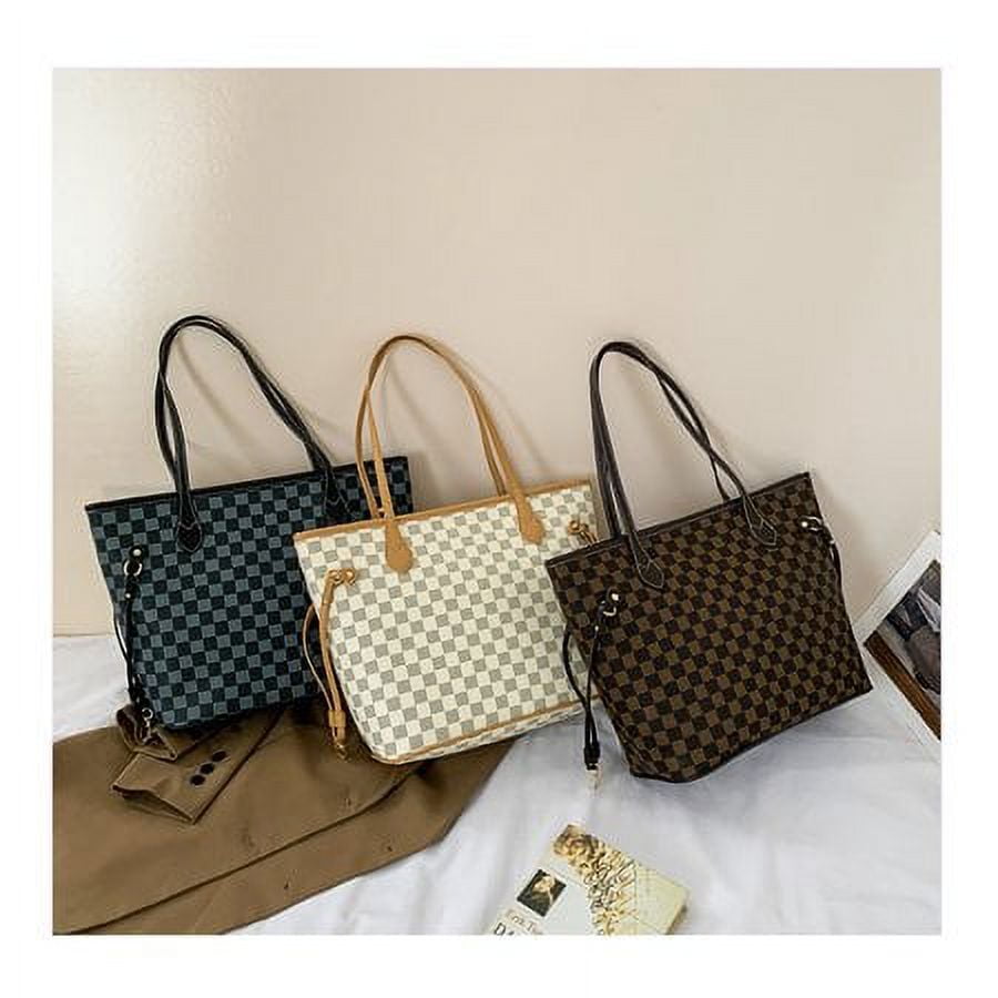 Brown check designer bag best sale