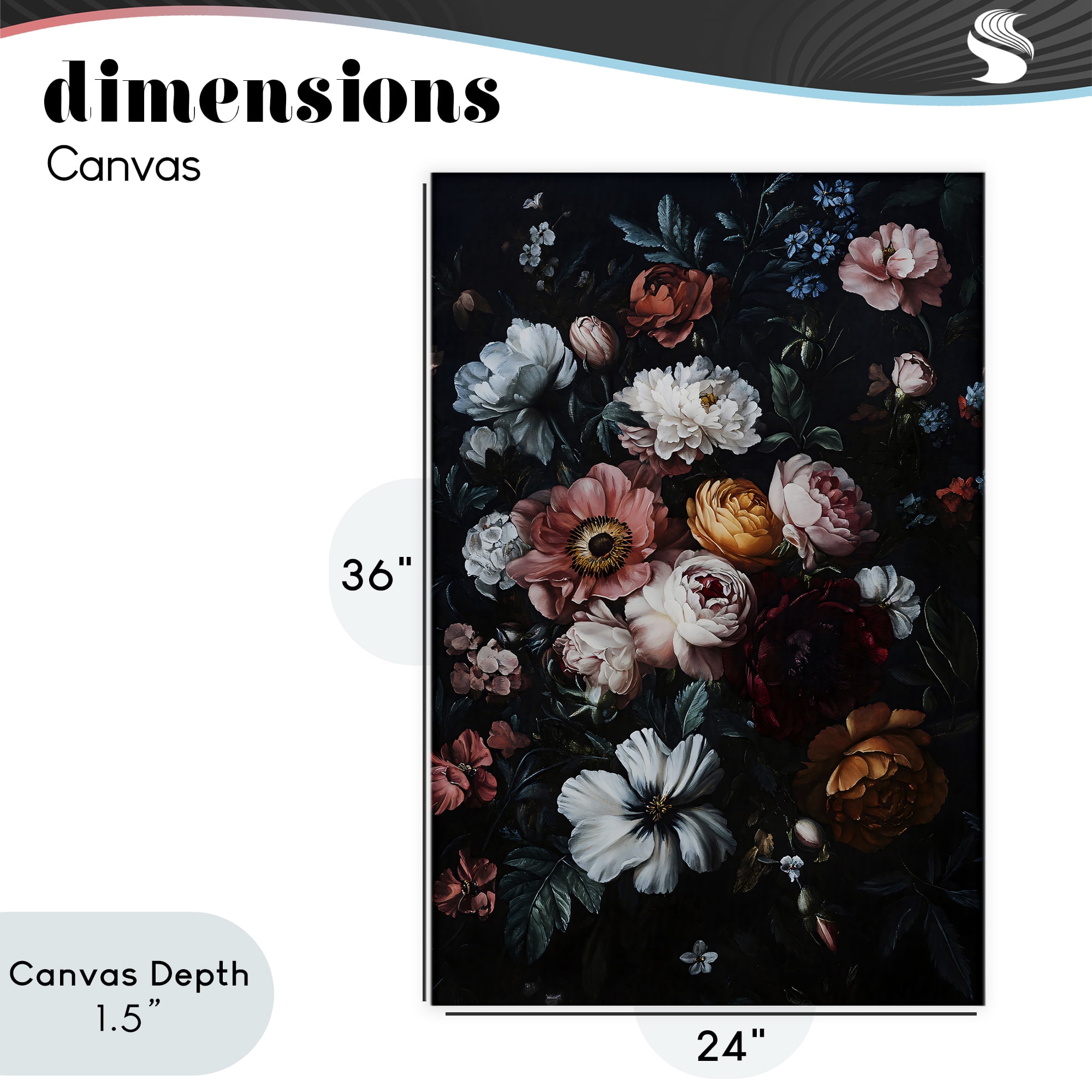 Stupell Industries Midnight Garden Velvet Florals Canvas Wall Art, design by Creative Studio