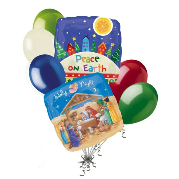 7 Pc Holy Night Nativity Scene Peace Balloon Bouquet Party Decoration Christmas Walmart Com Walmart Com