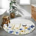 thumbnail image 4 of Blue Yellow Floral Round Area&nbsp;Rug 4ft Butterfly Watercolor Plants Non-Slip&nbsp;Washable Circle Rugs Soft Felt Indoor Floor Mat for Bedroom Kitchen Living Room Bathroom, 4 of 9