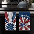 thumbnail image 3 of Sm:)e Daisy American Flag 4th of July Kitchen Dish Towels Set of 2 18x26 Inch, Red, Soft & Absorbent Patriotic Independence Day Washcloth, 3 of 7