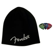 Fender Logo Beanie Cap - Black Bundle with Picks