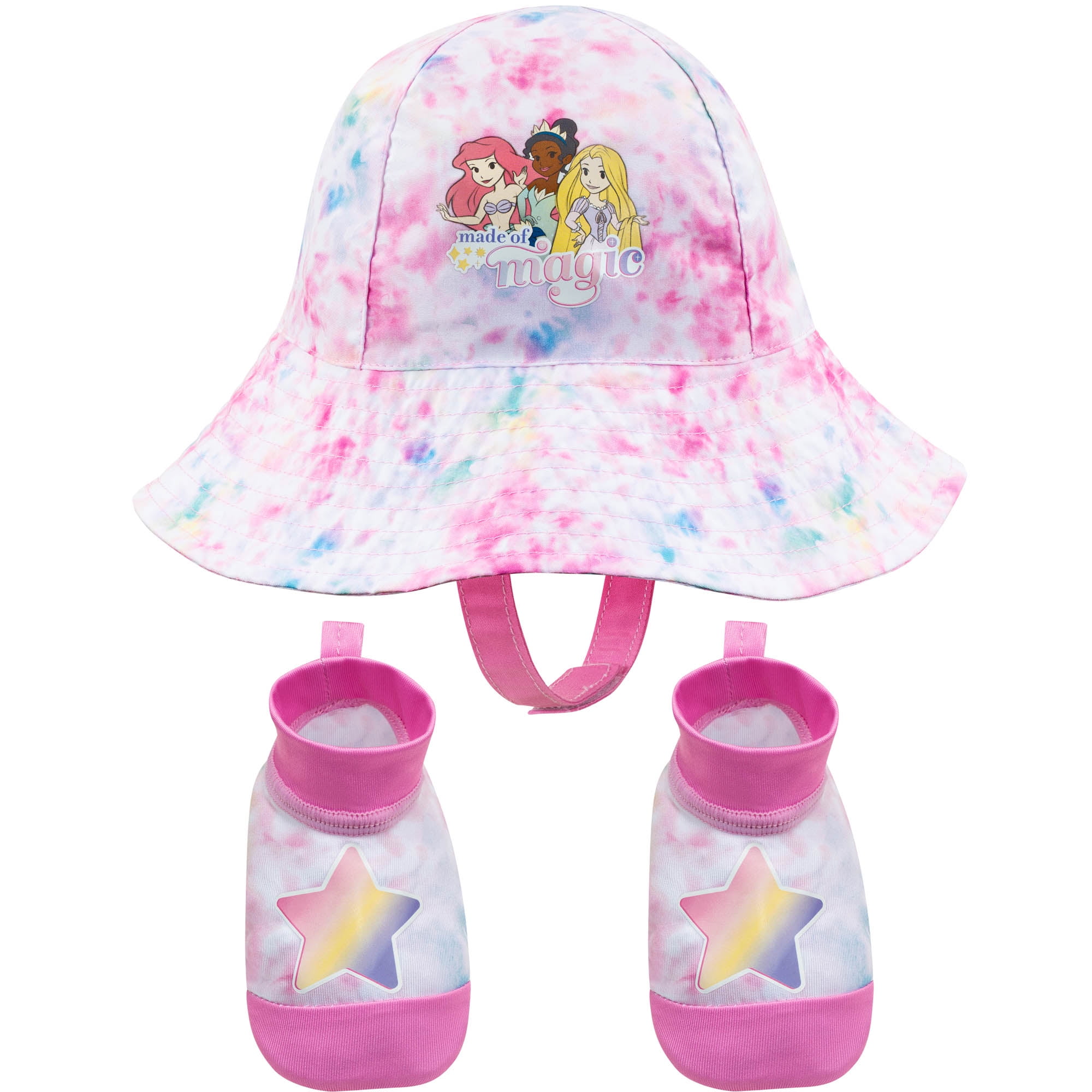 Disney Princess Tie-dye Bucket Hat and Swim Booties Set, Sun Protection UPF 50+ - Age 0-12 Months