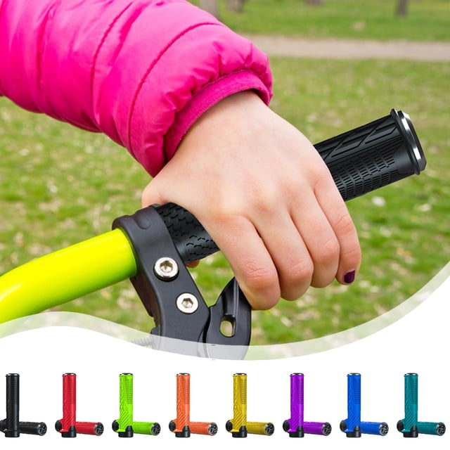 Puños de manillar de bicicleta antideslizantes universales Diseño de bloqueo ergonómico de goma | Para manillares de 22,2 mm | Opciones multicolor | Absorción de impactos | Paquete de 2 | 5.2